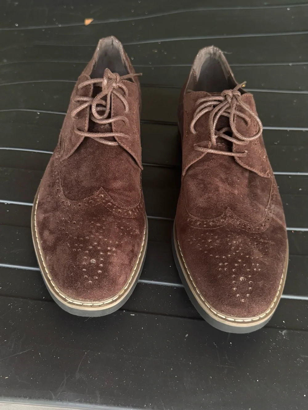 Men's Brown Suede Wingtip Derby Shoes - Classic Lace-Up Comfort